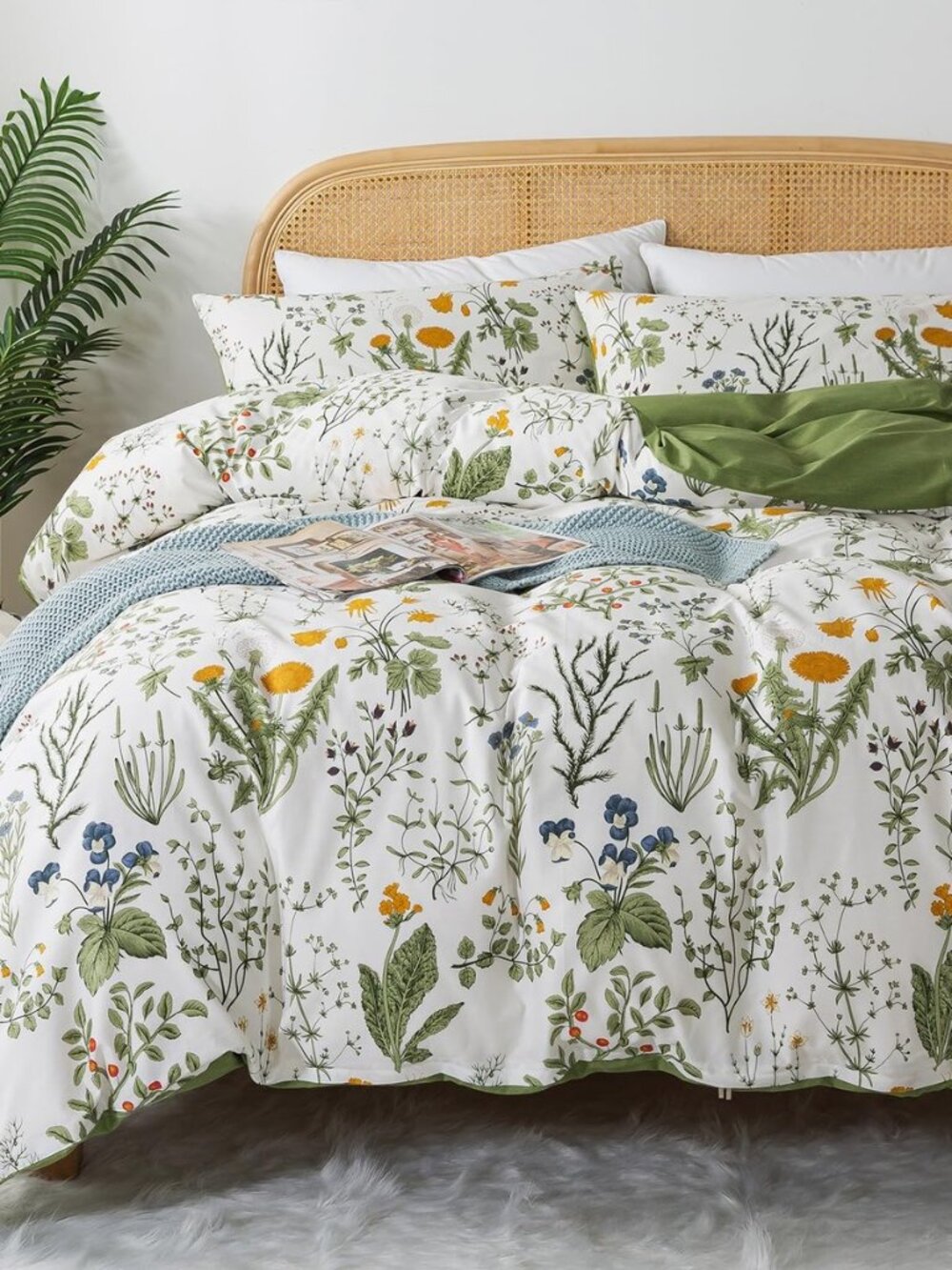 Floral Duvet Cover Queen 100% Percale Cotton Botanical Garden Flower Printed
